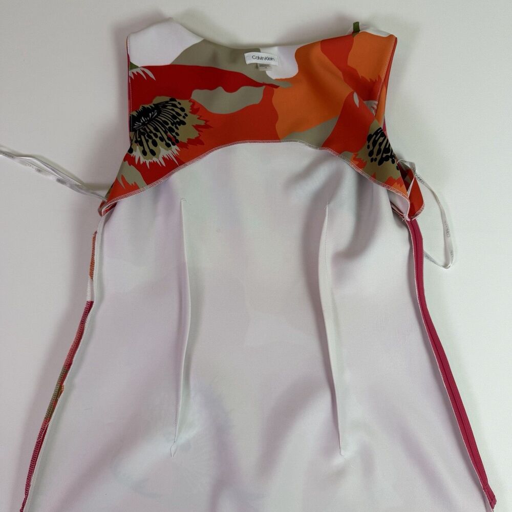 Calvin Klein Floral Sheath Midi Dress Women's 12 Pink Orange Bold Career Office - Picture 16 of 16